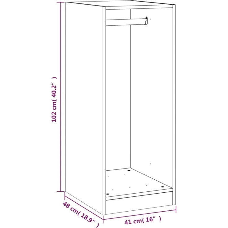 vidaXL Kleiderschrank Grau Sonoma 48x41x102 cm Holzwerkstoff 840819 – Bild 11