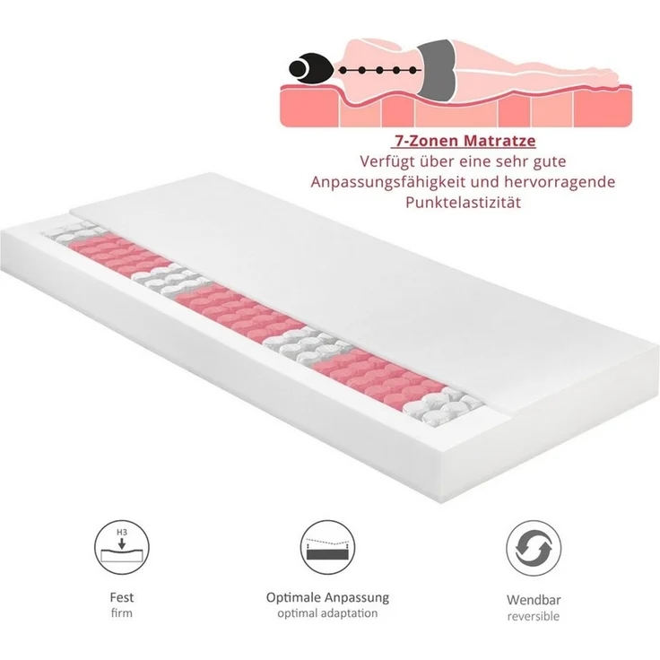 Federkernmatratze ergonomische Matratze, liebling, 16 cm hoch, 7-Zonen, ergonomisch, luftdurchlässig, atmungsaktiv – Bild 1