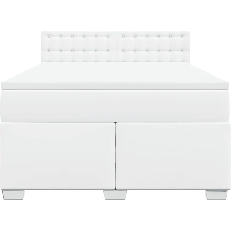 vidaXL Boxspringbett mit Matratze Weiß 140x200 cm Kunstleder – Bild 6