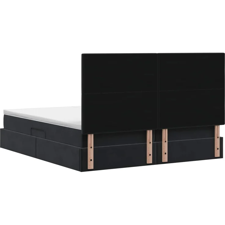 vidaXL Aufbewahrungsbett mit Kopfteil Schwarz 200 x 200 cm Samt 3459845 – Bild 9