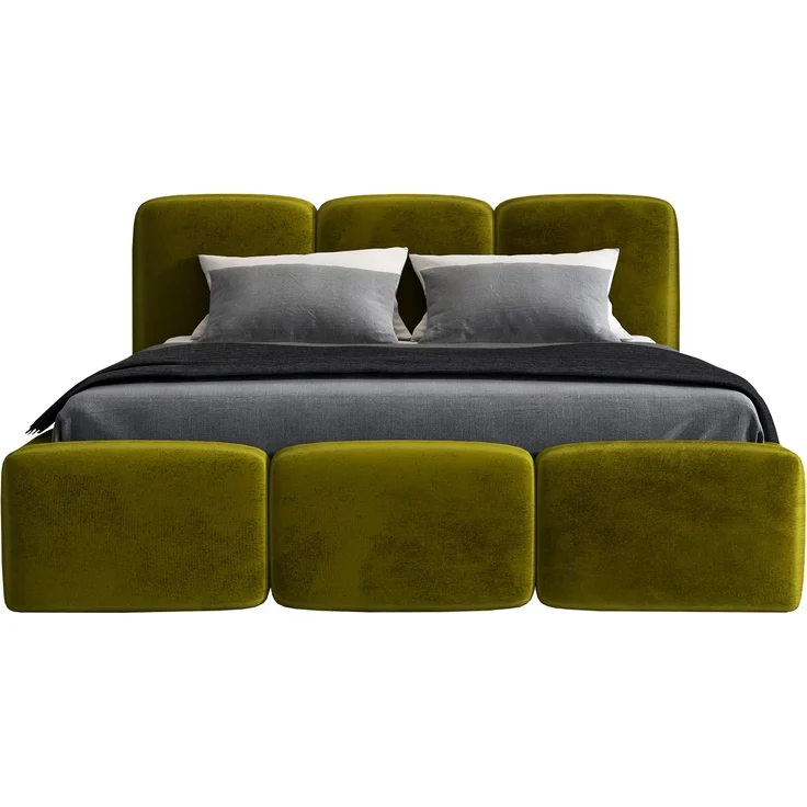 Polsterbett STAR 120x200 mit Matratze, Bettkasten und Lattenrost. Farbe: Olive 9 – Bild 3