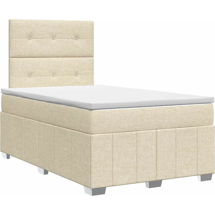 vidaXL Boxspringbett mit Matratze Creme 120 x 190 cm Stoff 3454097 – Bild 2