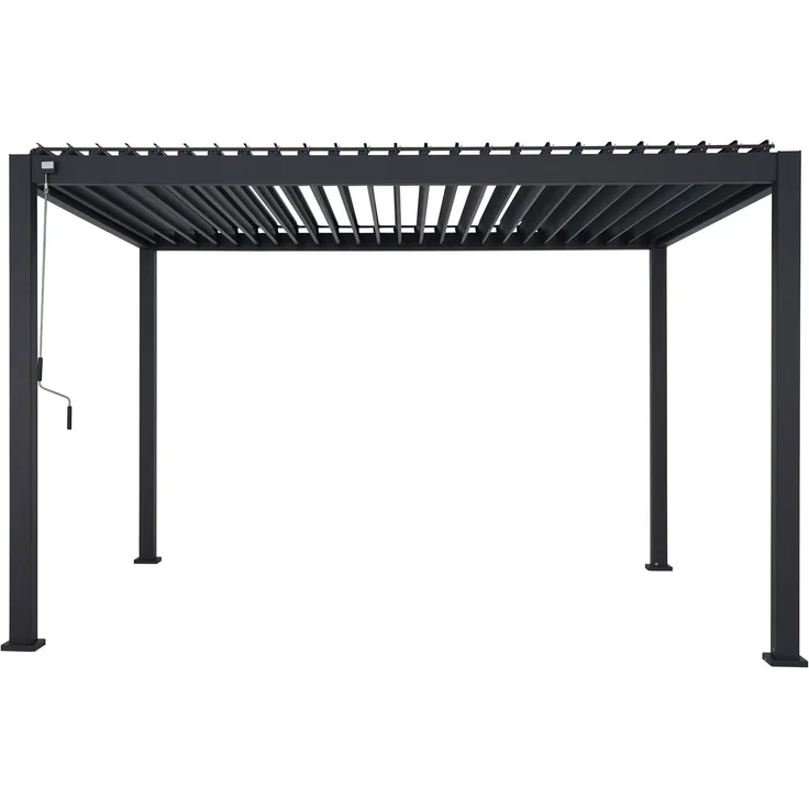 LECO Lamellenpergola DELUXE, Aluminium-Lamellen und Aluminium-Profile anthrazit, 4x3 m