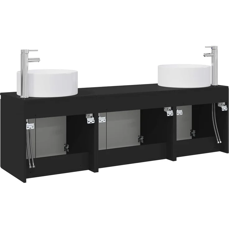 vidaXL Badezimmerschrank-Set 3 stk. Schwarz 161,5 x 44,5 x 80 cm 3405728 – Bild 7