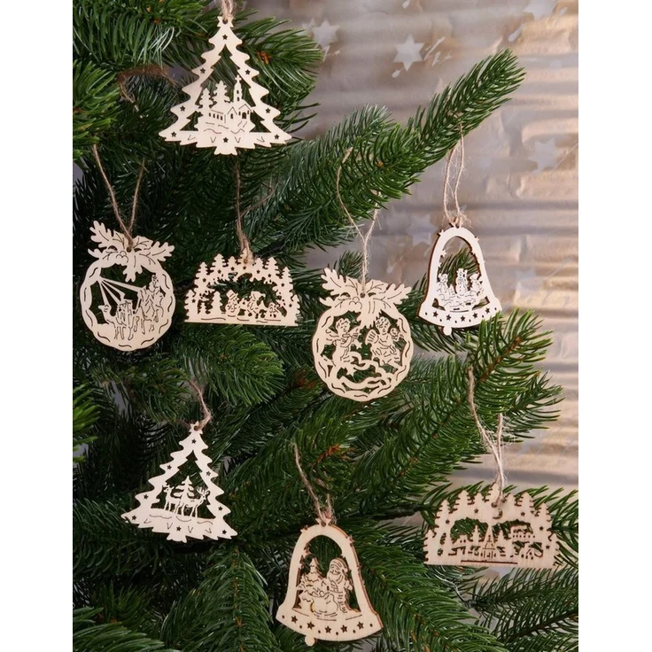 BRUBAKER Christbaumschmuck Weihnachtsbaumschmuck Set (24-tlg), Christbaumanhänger aus Holz - Weihnachtsanhänger zum Basteln – Bild 3