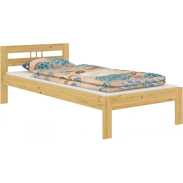 Erst-Holz Einzelbett 90x190 cm, inkl. Lattenrost und Matratze, natur