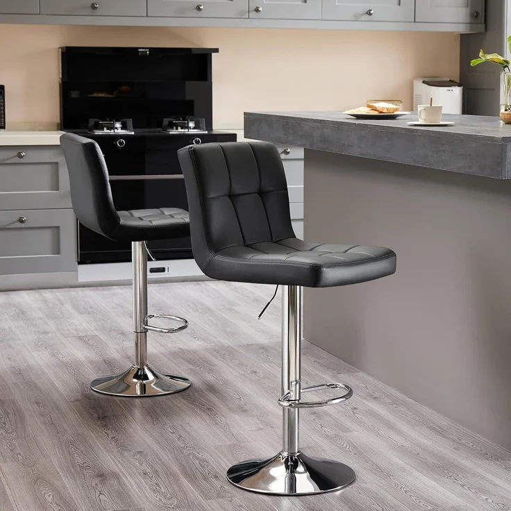 DUMOS barhocker 2er Set, moderner Stil barstuhl höhenverstellbar 60-80 cm, Metallbeine bar hocker, hocker küche, hoch barhocker mit lehne, geeignet für Bar, Küche und Wohnzimmer bar Stool (Schwarz) – Bild 7