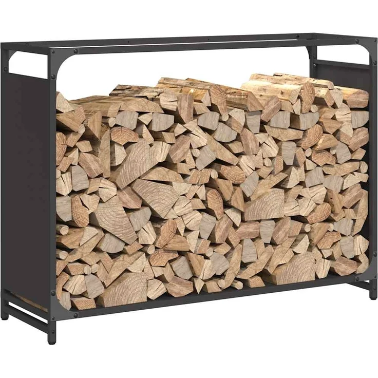 vidaXL Brennholzregal Schwarz 90x28x65 cm Kaltgewalzter Stahl 864203 – Bild 3