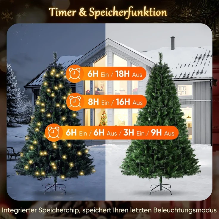 SALCAR 2m Weihnachtsbaum Lichterkette mit Ring, 12 Girlanden – Bild 5