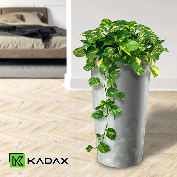 KADAX Blumentopf Blumentopf 36cm Abdeckung mit Einsatz Blumenständer Kunststoff Grau – Bild 8