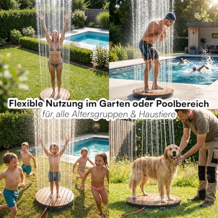 STEELSØN 'Samaya' Bodendusche rund, Gartendusche braun/grau, Campingdusche wetterfest, Saunadusche, Fontänenhöhe bis zu 4m, inkl. Fußrad – Bild 9