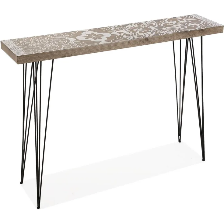 Versa Lygia Schmales Möbelstück für den Eingangsbereich oder Flur, Moderner Konsolentisch, Maßnahmen (H x L x B) 80 x 25 x 110 cm, Holz und Metall, Farbe: Braun und weiß
