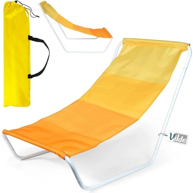 Vilde - Gartenliege Sonnenliege Klappbar - Sonnenliegen - Klappbare Garten Liege Gartenliegen Leicht - Strandliege Liegestuhl Balkon Balkonliege - Strandstuhl tragbar - gelb oange – Bild 1