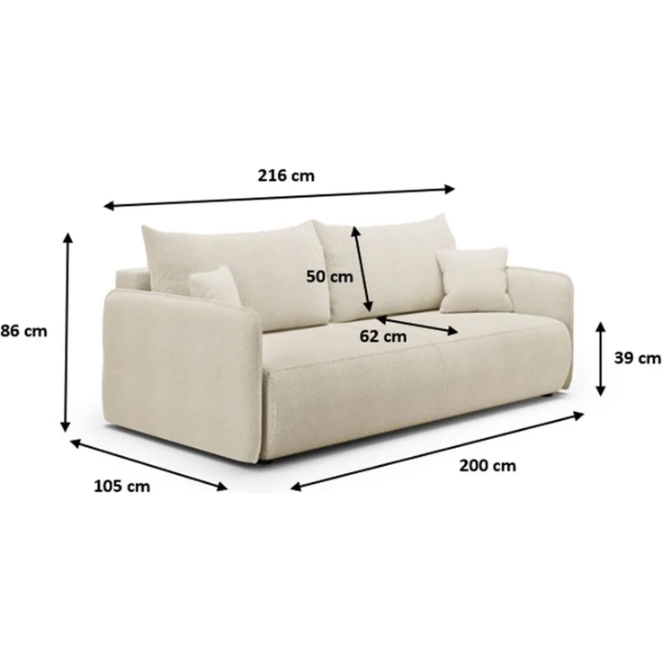 Sofa 2-Sitzer mit Schlaffunktion CALGARY Stoff Curio Senfgelb – Bild 4