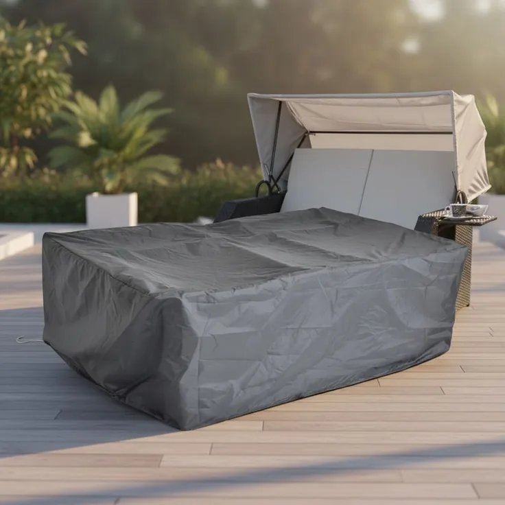Schutzhülle 144x146x90 Schwarz Gartenmöbel Rattan Abdeckung Plane Haube Wetter