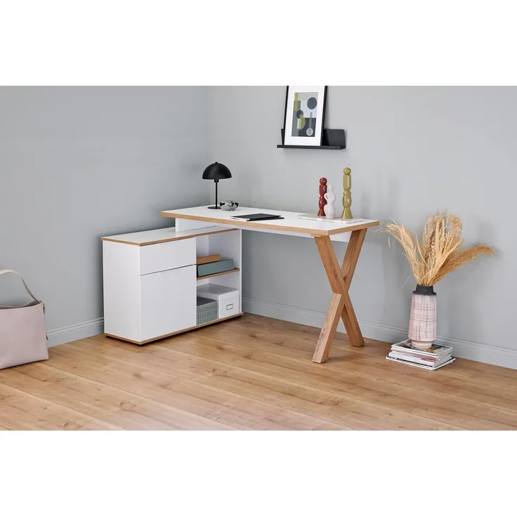 Jahnke Eckschreibtisch X-Club C 40 E Montana Eiche/Weiss