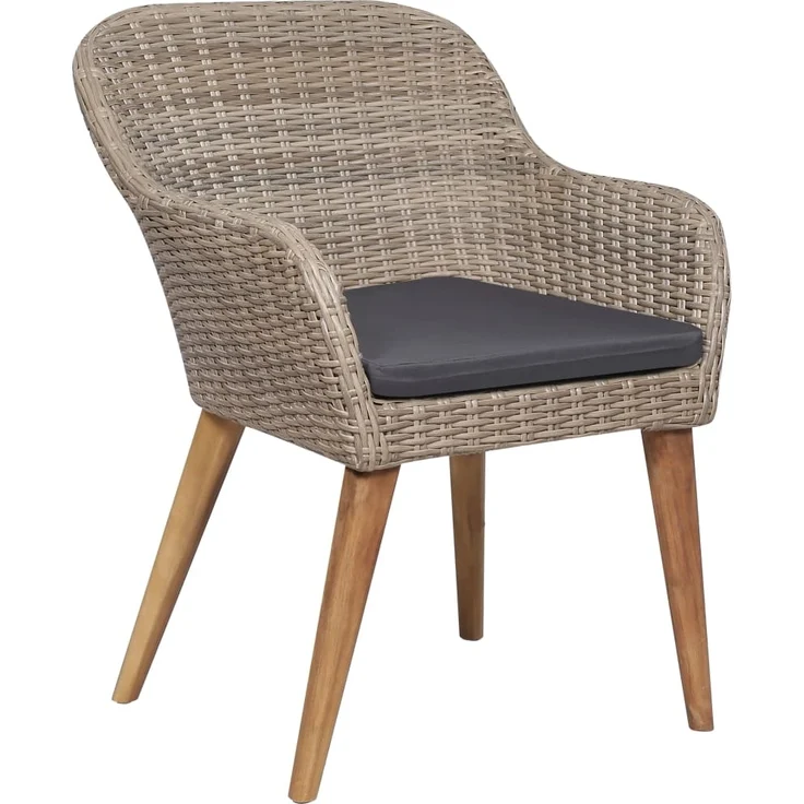 Gartenstuhl EGOS 2er Set Poly-Rattan 62,5x55x82 cm mit Polster Braun | Gartenstuhl Rattan Outdoorstühle Balkonstühle – Bild 3