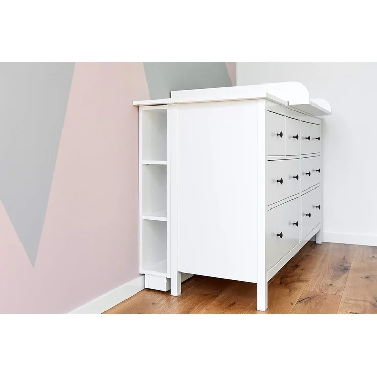 KraftKids Stauraumregal für Wickeltisch weiß passend für HEMNES Kommode u.a, Mit Sockel und höhenverstellbaren Füssen – Bild 4