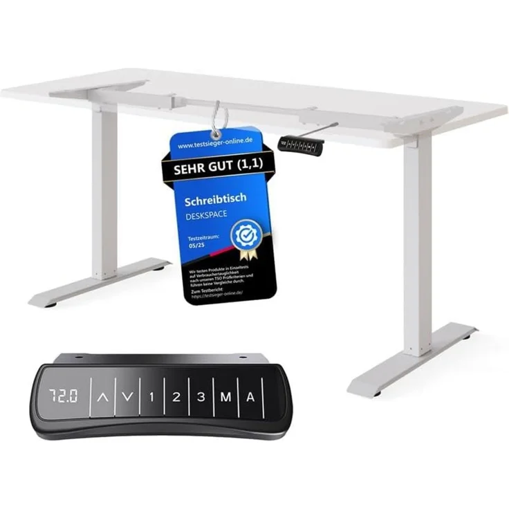 DESKSPACE PRO Elektrisch Höhenverstellbarer Schreibtischgestell mit Memory Funktion, Weiß – Bild 1