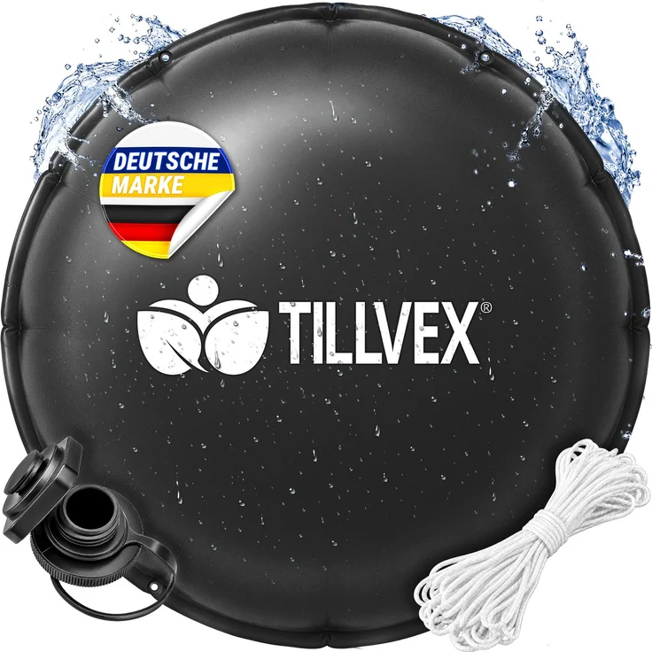 tillvex® Poolkissen Winter XXL Ø 5 m Rund mit 12m Seil & Reparaturkit | Luftkissen zur Poolabdeckung frost- & chlorbeständig bis -20°C | Winterkissen inkl. Schraubventil | Kissen Überwinterung Pool – Bild 2