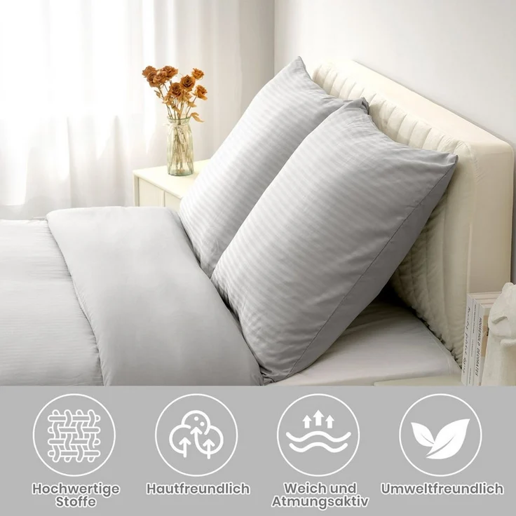 Good Nite Bettwäsche Gestrecktes Mikrofaser-Bettwäsche-Set mit Reißverschluss, Mikrofaser (Polyester), 2 teilig, Hochwertige Mikrofaser, gebürstet, Umschlagstil – Bild 2