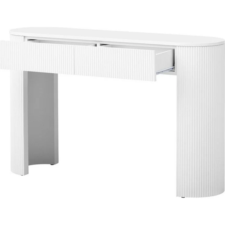 BlingBin Konsolentisch Schmaler Beistelltisch Flurtisch (1-St, mit 2 Schubladen, geschwungener Front und verstellbaren Fußpolstern), 120×33×76 cm, für Diele, Flur, Wohnzimmer – Bild 1
