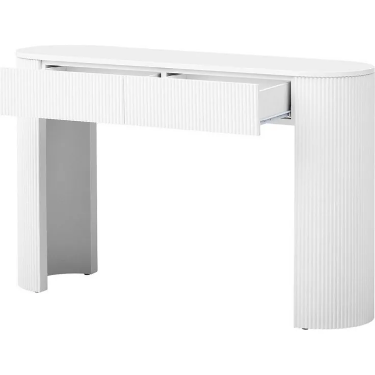 BlingBin Konsolentisch Schmaler Beistelltisch Flurtisch (1-St, mit 2 Schubladen, geschwungener Front und verstellbaren Fußpolstern), 120×33×76 cm, für Diele, Flur, Wohnzimmer