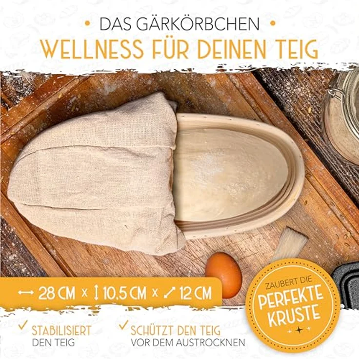 Krustenzauber Brotbackform Brotbackform Gusseisen Topf Brot Backen [inkl. Gärkorb] – Bild 5