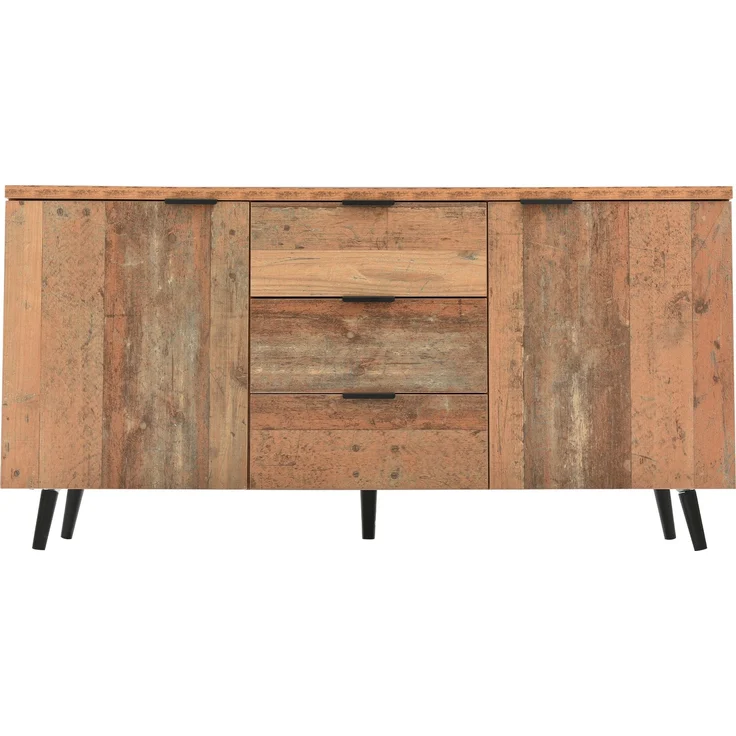 ZUBALIYA Kommode 140x35x70 cm, mit verstellbaren Einlegeböden, aus Spanplatte, Antikbraun – Bild 17