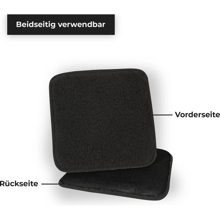 Sitzkissen ( Anthrazit ) Lammflor Optik Stuhlkissen 37cm x 37cm x 4cm - Öko-Tex Zertifiziert - Sitzauflage Uni, Stuhlpolster Stuhlauflage Sherpa – Bild 2