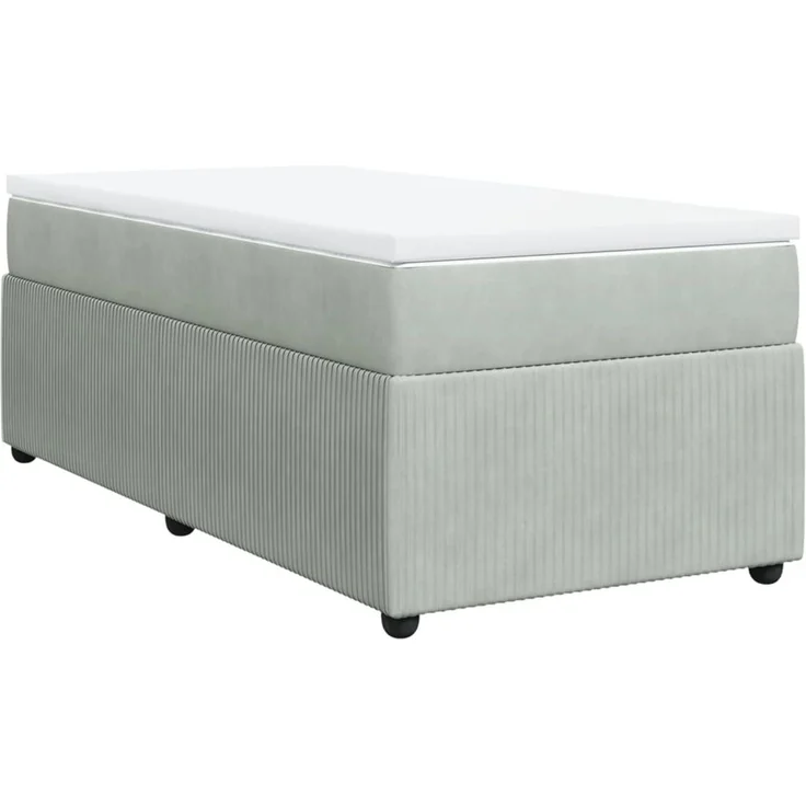 vidaXL Boxspringbett mit Matratze Hellgrau 90x200 cm Samt 3285614 – Bild 2