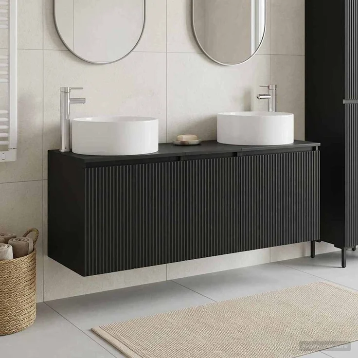 vidaXL Badezimmerschrank-Set 3 stk. Schwarz 161,5 x 44,5 x 80 cm 3405728 – Bild 1