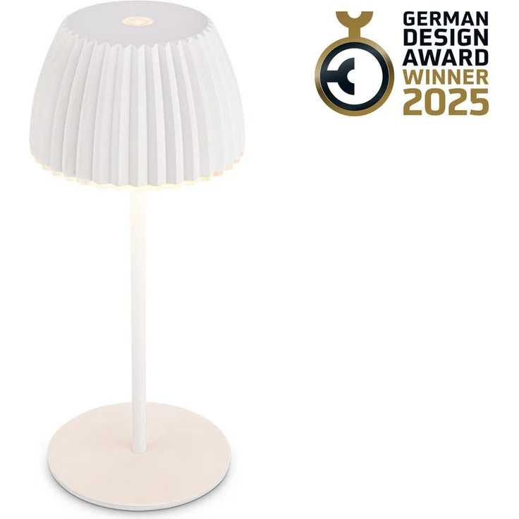 BRILONER - Riffle Mini LED Tischlampe kabellos IP44 mit Lichtkante, Touchdimmer, Akku tauschbar, Nachttischlampe, Leselampe, LED Lampe, Akku Lampe, German Design Award Winner 2025, 8,5x20 cm, Weiß – Bild 1