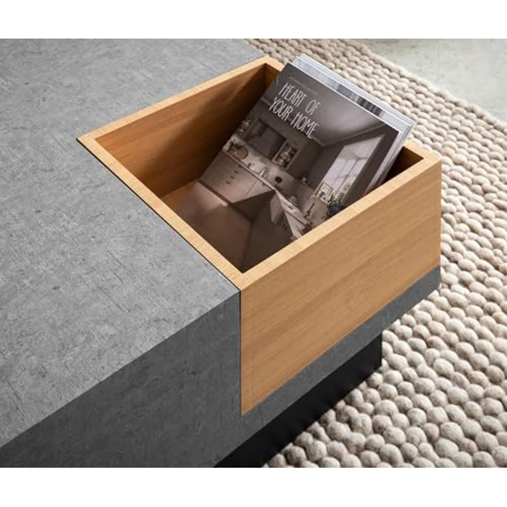 Livetastic Couchtisch Grau, quadratisch, Holzwerkstoff in Betonoptik, 65x40x65 cm, offenes Fach, einfacher Aufbau – Bild 5