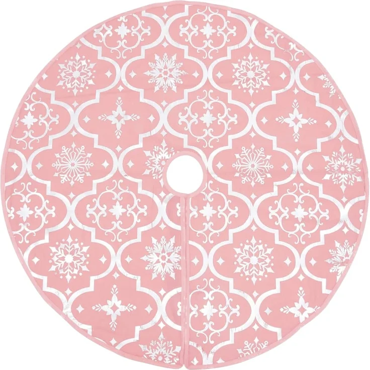 vidaXL Luxus-Weihnachtsbaumdecke mit Socke Rosa 90 cm Stoff 330284 – Bild 2