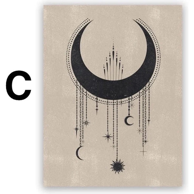 Poster Mond Sterne Gold Schwarz als Deko Print Ohne Rahmen - E / 21x30 cm – Bild 5