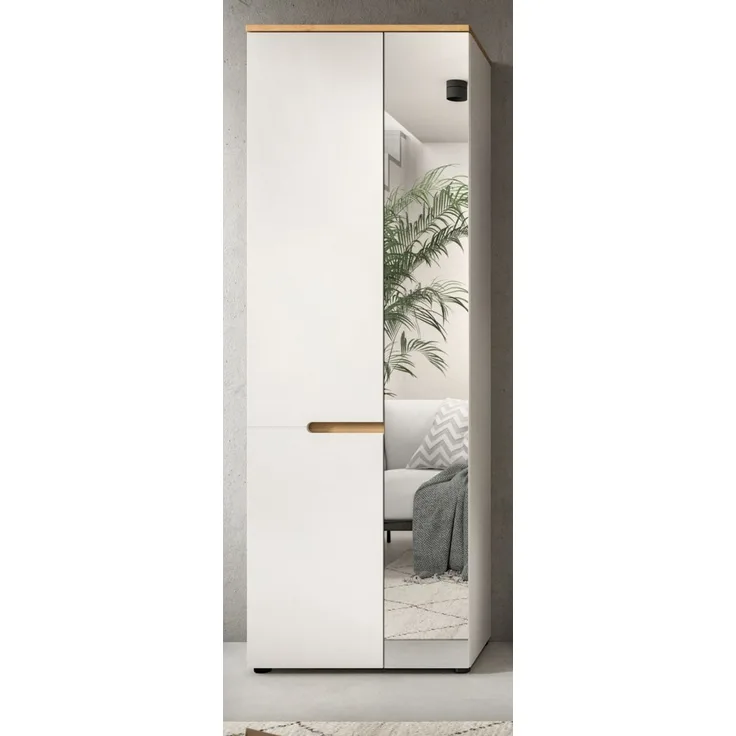 Garderobenschrank / Schuhschrank Cooper in weiß und Eiche 65 cm