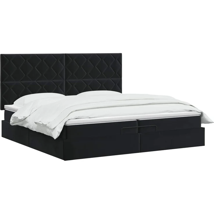 vidaXL Ottoman-Bett mit Matratze und LED Schwarz 200 x 200 cm Samt 3458399 – Bild 3