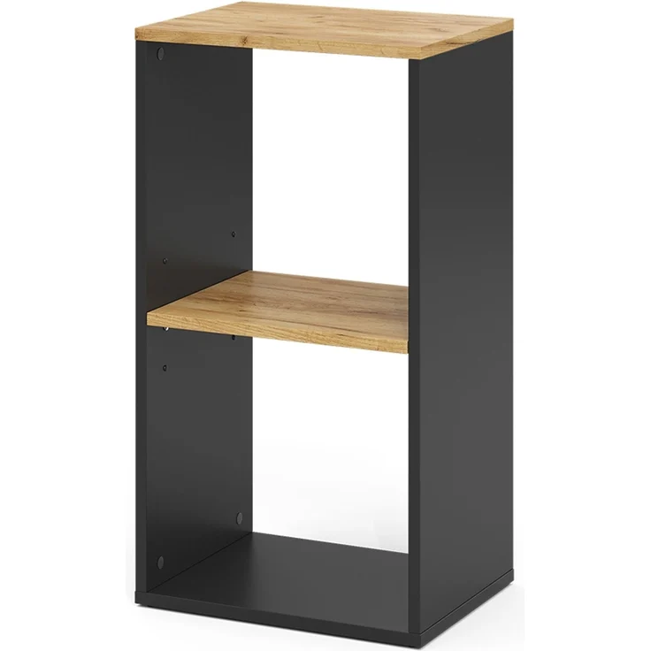 Bücherregal Tomy Anthrazit/Goldkraft Eiche 40 x 74 cm mit 2 offenen Fächern Vicco – Bild 1