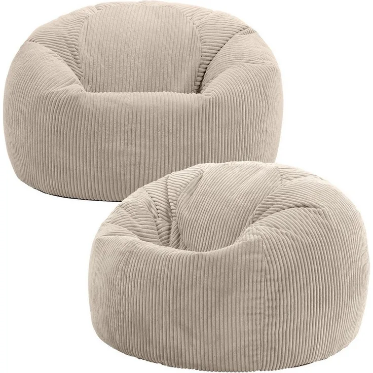icon Sitzsack Erwachsene 2er Set Klassischer Sitzsack aus Cord „Kingston“, 85x50cm, Made in Germany, für Erwachsene & Kinder, mit Füllung