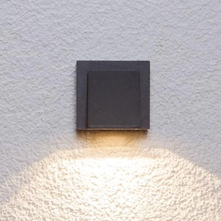 Lucande LED Wandleuchte Marik, spritzwassergeschützt, schwarz, Aluminium, 1-flammig, IP54 für Außenwand/Hauswand – Bild 4