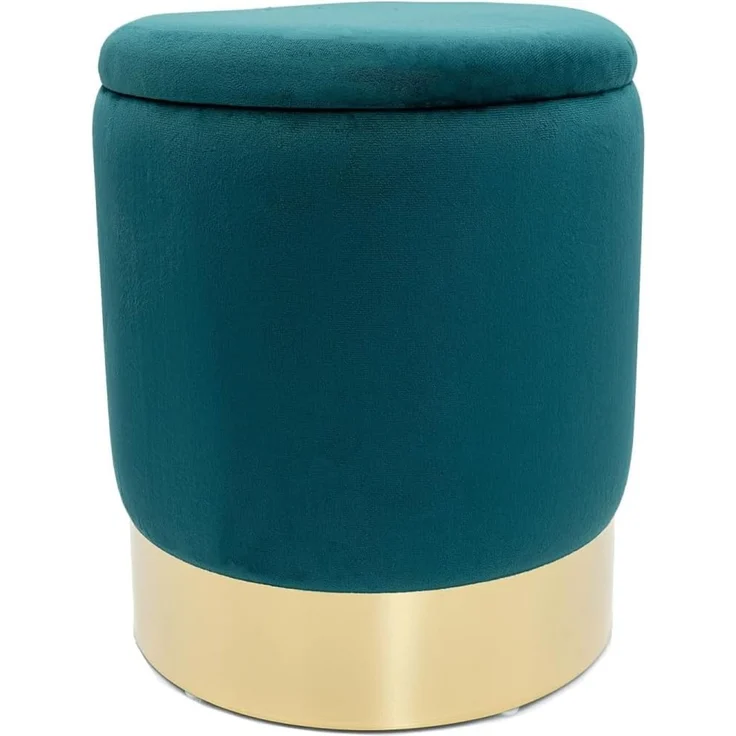 Amagohome Sitzhocker Samthocker Ø 31 H 38 cm Velour Hocker mit Stauraum u. Deckel - Deko Ho – Bild 1