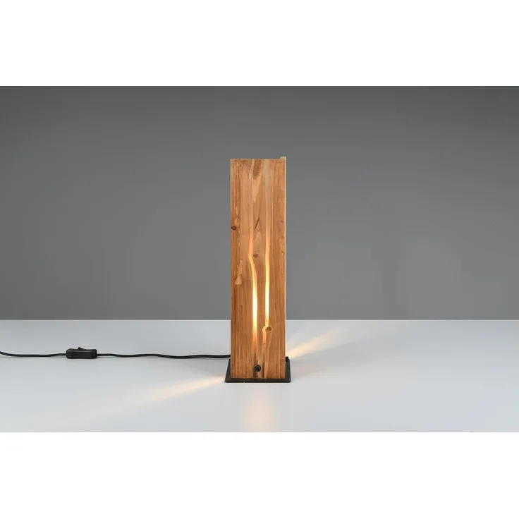Große Tischleuchte KARUNI mit Naturholz, Höhe 40cm