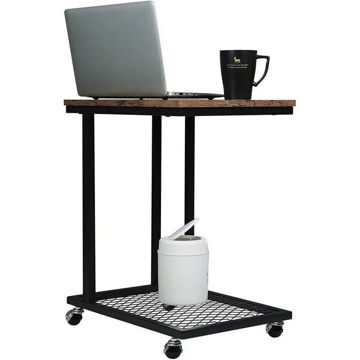 Woltu Couchtisch, Beistelltisch mit Rollen aus MDF Metall Industriedesign – Bild 3