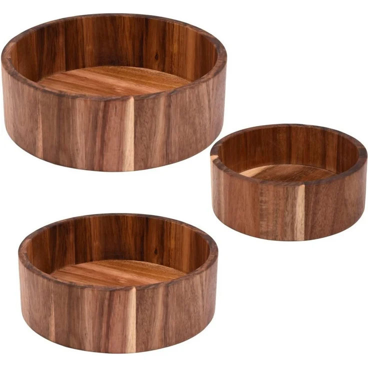 Zoha Dekoschale Akazie Flat Bowl – Dekoschale aus Akazienholz (3 St), hochwertiges Akazienholz – Bild 1