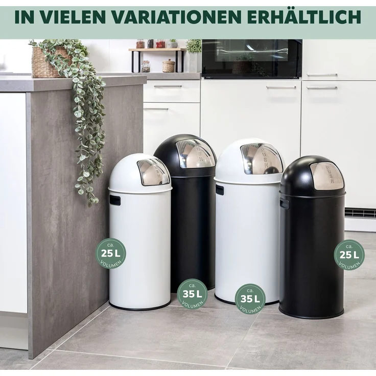 eluno Mülleimer Pushmülleimer 35 Liter aus Stahlblech, abnehmbarer Deckel – Bild 8