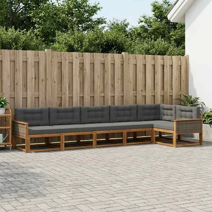 vidaXL Outdoor-Sofagarnitur 6 stk. 6-Sitzer Natur und Anthrazit 3382600