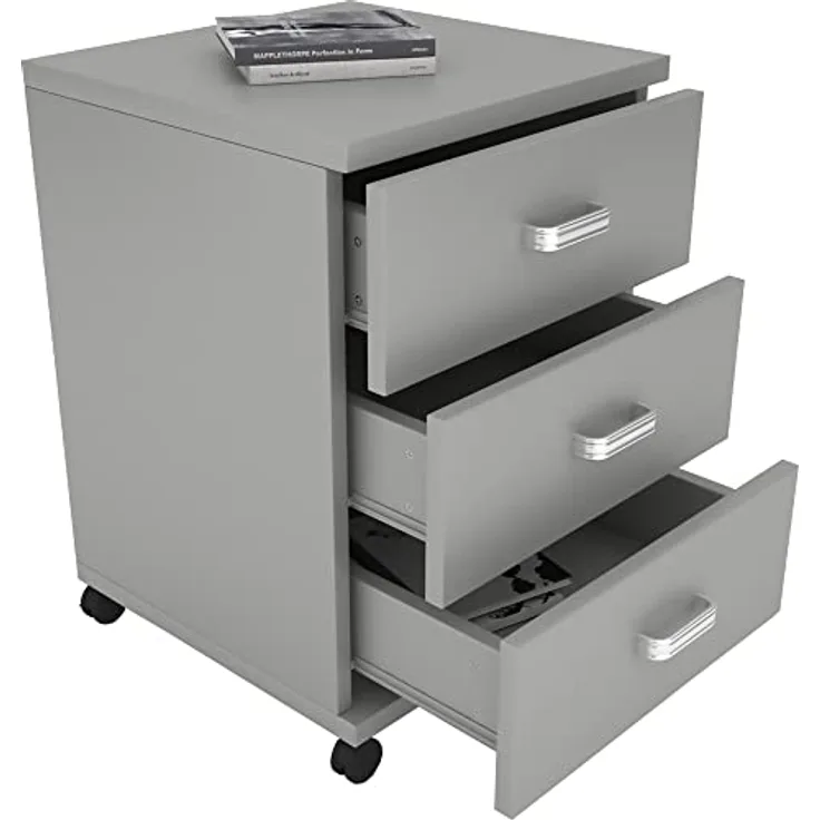 MID.YOU Rollcontainer, Grau, Kunststoff, 3 Schubladen, 45x58x44 cm für Arbeitszimmer