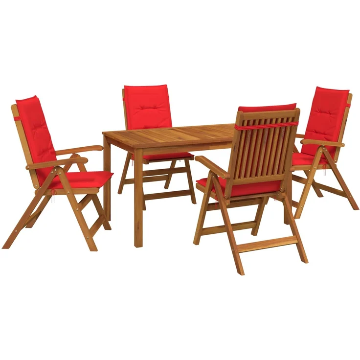 vidaXL 5-Piece Garden Dining Set 4-Sitzer Rot Massivholz Akazie 3434558 – Bild 2