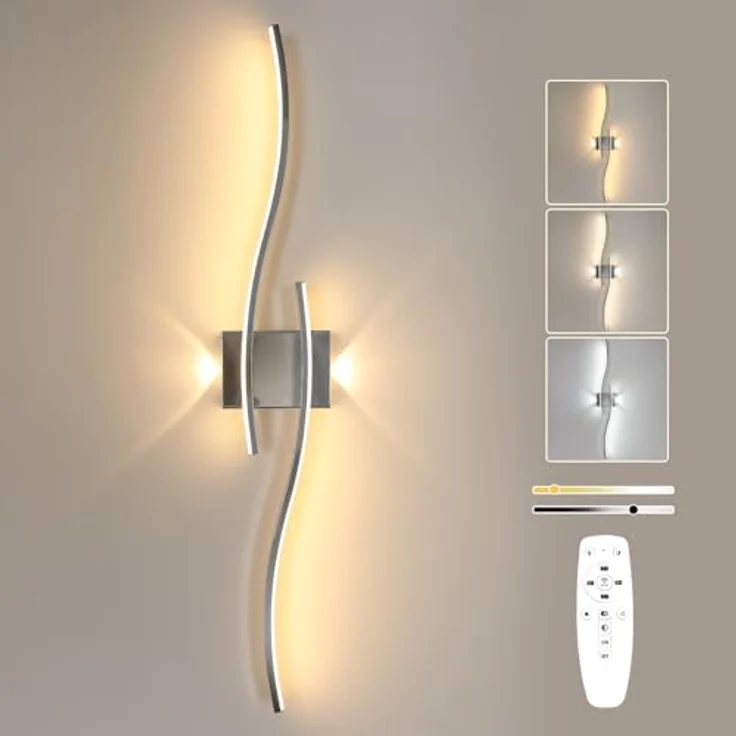Goeco LED Wandleuchte Innen Dimmbar 89CM 29W Lange Wandlampe Flurlampe mit Fernbedienung 3000K-6500K Chrom Wandbeleuchtung LED mit Memory-Funktion für Wohnzimmer Schlafzimmer Küche – Bild 2